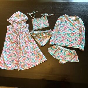 Sweet Honey 4T Mermaid Swimsuit Set, 2 swimsuits with coverup